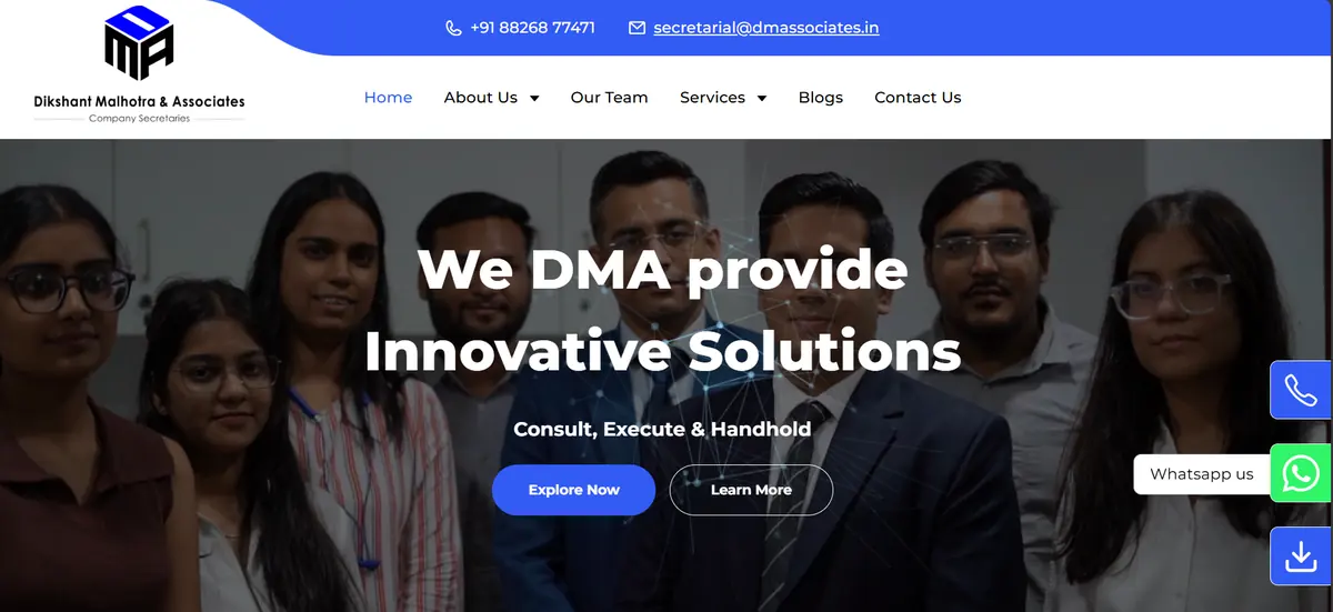 dmassociates.in website built by MakeMyApp